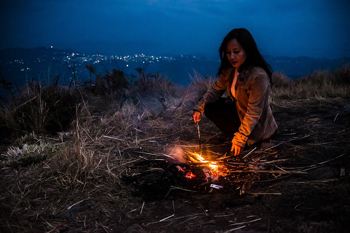 Fire on Reiek Mountain, Aizawl in background (Mizoram 2014)